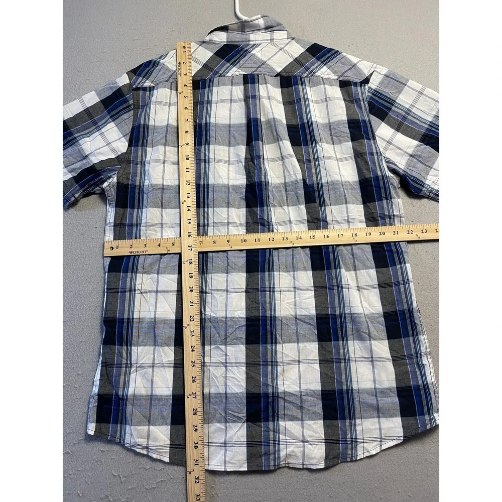 Levi's Button Up Shirt Cotton Blue Plaid XL Mens Short Sleeve